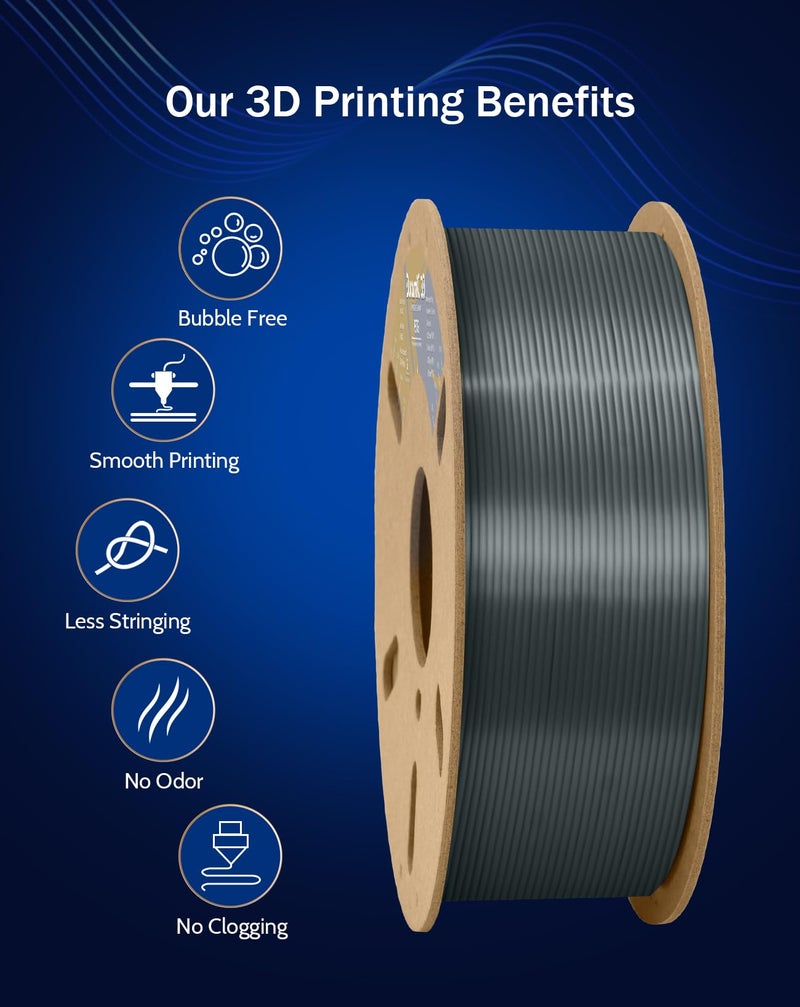 DURAMIC 3D PETG Filament 1.75mm Silver, 3D Printing Filament 1kg Spool(2.2lbs), Silver Filament 1.75mm Dimensional Accuracy +/- 0.05 mm Non-Tangling Non-Clogging Non-Stringing - Image 3